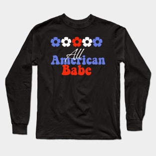 All American babe, 4th of July American independence day groovy design Long Sleeve T-Shirt